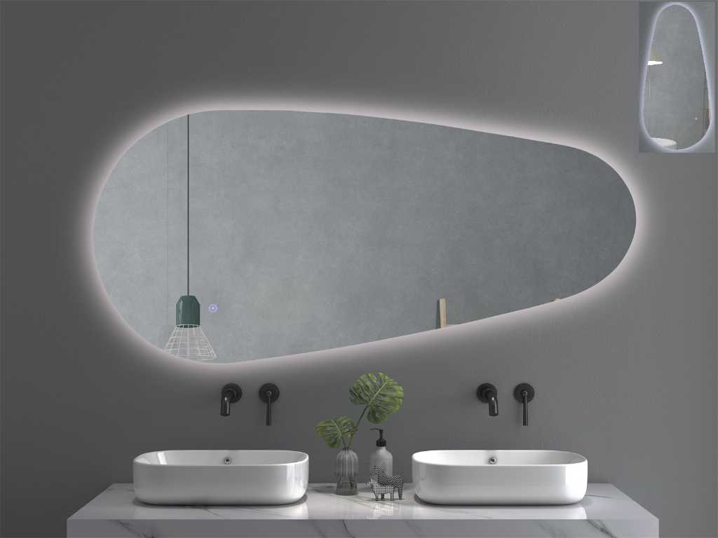 Miroir LED 140x65 cm avec fonction anti-buée et gradation NOUVEAU