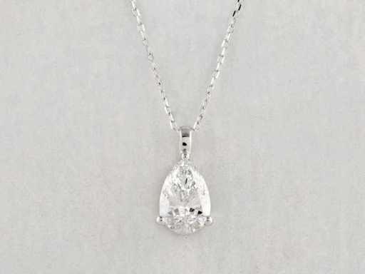 925 zilveren witte ketting met hanger van 2,01 cts laboratoriumgekweekte diamant