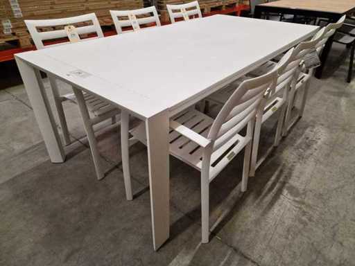 Jati-Kebon - Alu Tuintafel Aspen Wit Mat 200 x 100cm - Full Alu top Wit