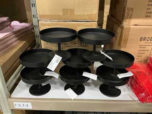 Lot de plateau métallique rond petit fer noir D14/H10cm (48x)