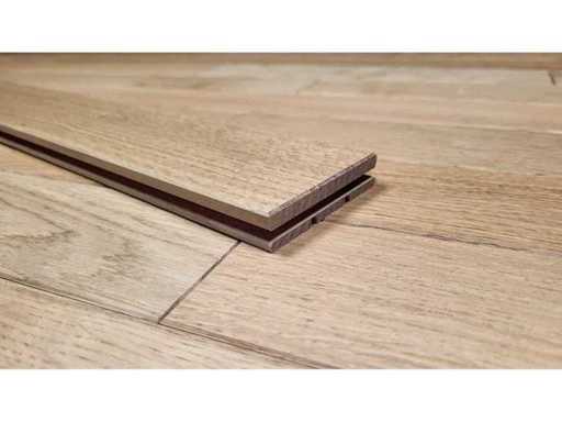 Vloerplank Massief Europees Eikenhout Natur Geborstelde 4V UV Laquer Mat