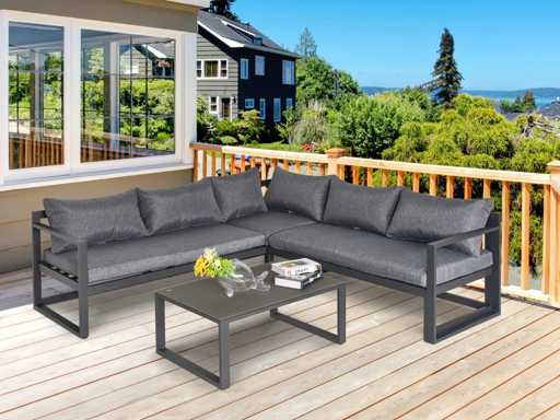 Hoek tuinmeubelset - 5 zitplaatsen grijs