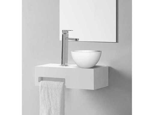 Jeu de fontaine à gauche - Blanc mat - Rectangle - 40x21,3x10cm - Y compris le blanc mat du lavabo