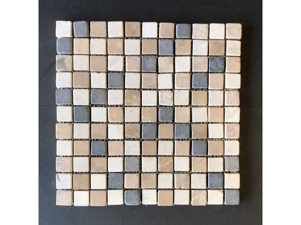 7m2 - Mosaico Metrico 2,5x2,5 Mix Panna-marrone-grigio 30x30