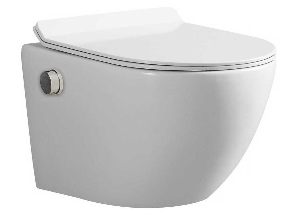 built-in wall-hung toilet with bidet gloss white