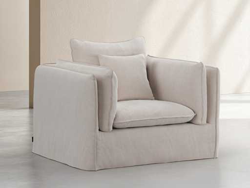 Uitneembare fauteuil van katoen en linnen - Wit zand