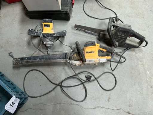 Dewalt alligatorzaag + Black & Decker alligatorzaag + Powerplus betonmixer