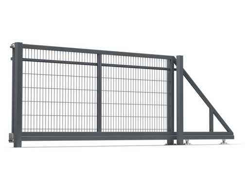 D | Double bar mesh fences, sliding gate and privacy screen