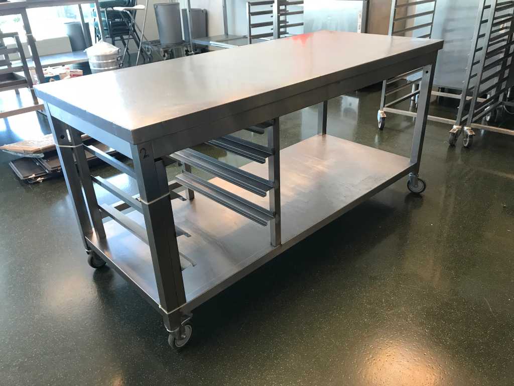 Mobile Stainless Steel Work Table 160cm