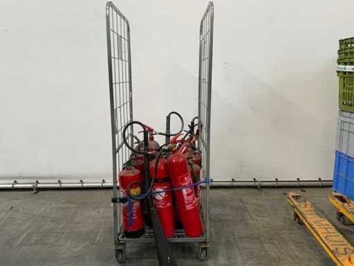 Brandblussers in rolcontainer