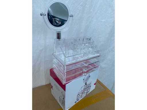 12x organizator cosmetic acrilic cu oglindă, 16 compartimente și 3 sertare – ambalaj nou/original (12x)