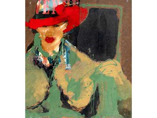 Illegible signature - Pop Art lady - Collage and acrylic on panel - 52.5x52 cm - 1990