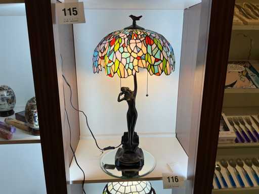 TIFFANY Tafellamp met art deco beeld