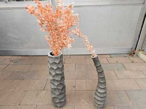 Set exclusiv de 2 vaze din fibră de sticlă cu plante artificiale de toamnă - 110cm