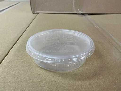 Partij saladboxx verpakkingsbekers rond met deksel 125cc (3500x)