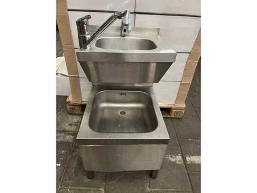 Lavandino per il lavaggio a mano in acciaio inox con lavandino e rubinetto sensore