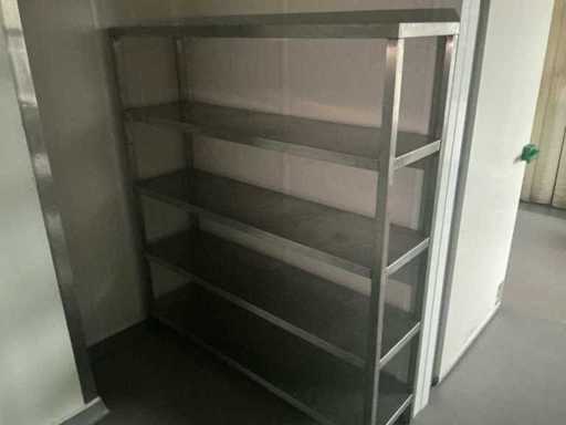 2 x stainless steel rack with 5 shelves and 2 aluminum racks (3x)