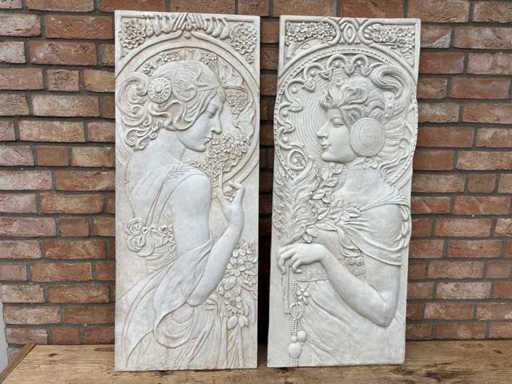 Wanddekoration Kunstnoveau (2x)