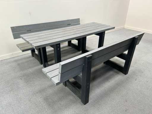 GOVA PLAST – 2 Bänke + Tisch – Gartenset