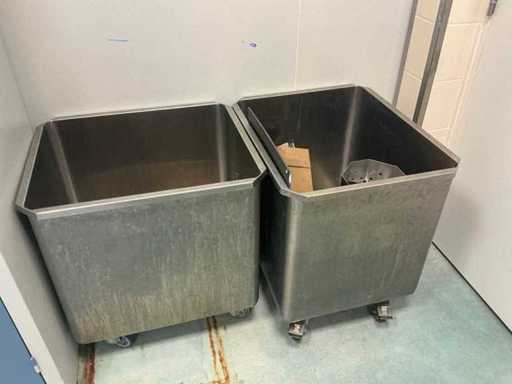 Roestvrijstalen mobiele containers (2x)