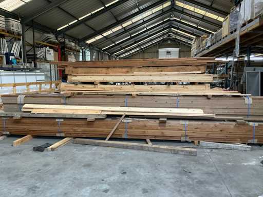Batch of various wooden beams and planks
