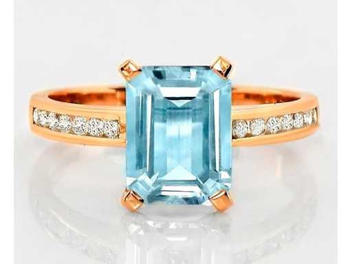 Luxe Ring Natuurlijke Blauwe Aquamarijn 2,32 karaat