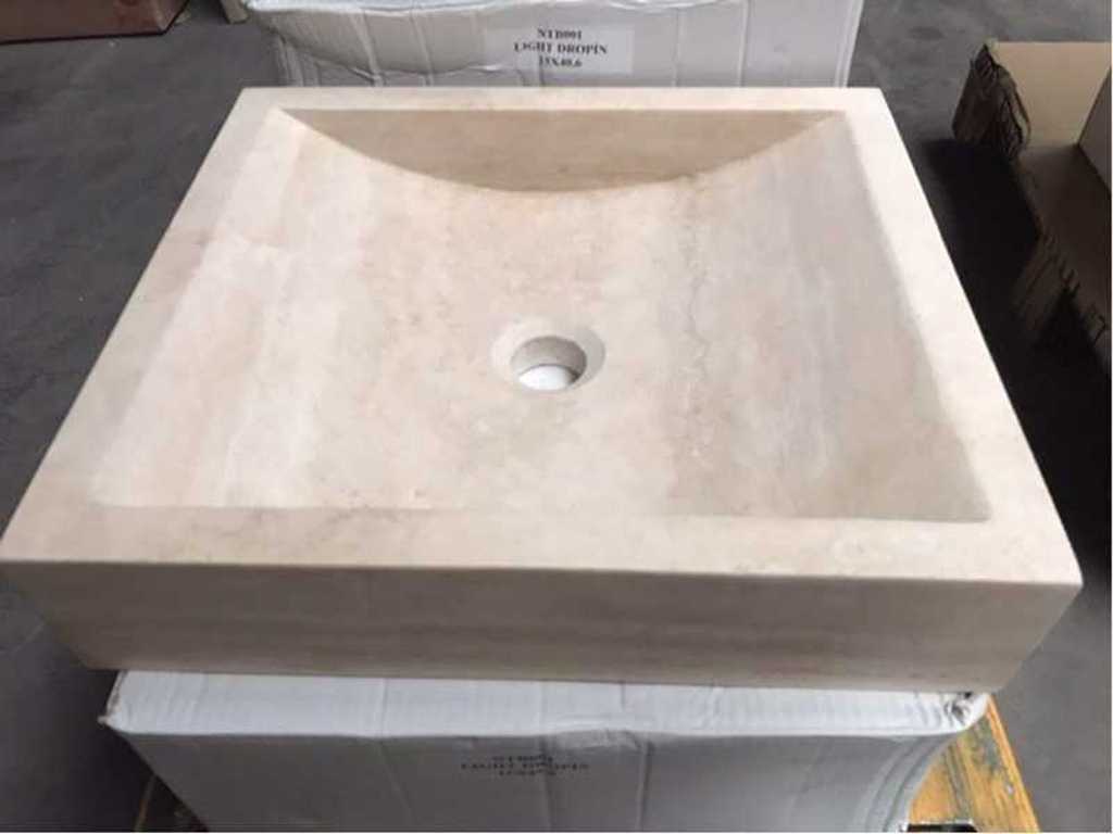 1 x Natural Stone Travertine Beige Washbasin 45x40x10 cm