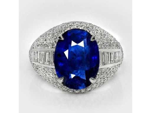 Luxus-High-Schmuckring aus natürlichem, tiefblauem Saphir 7,20 Karat