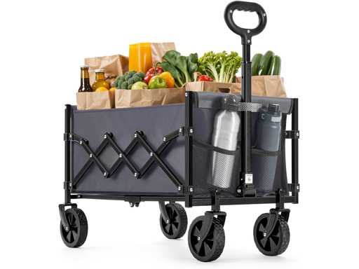 Foldable Transport Trolley, with Handle, 4 Reinforced Wheels