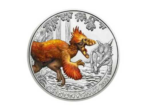 Österreich 3 Euro 2021  Dino-Taler - Deinonychus Handgehoben mit Kapsel