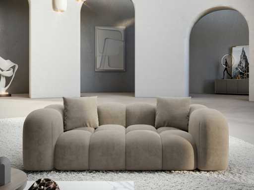 2-zits bank - donkerbeige fluweel