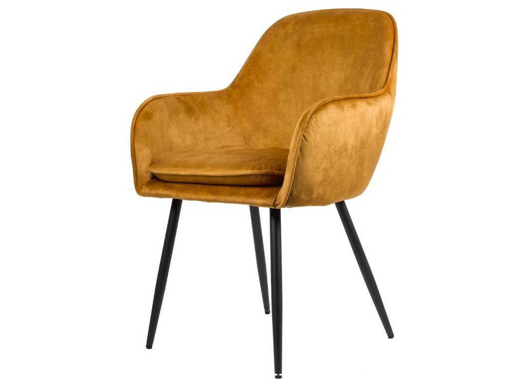 6x Design dining chair yellow velvet