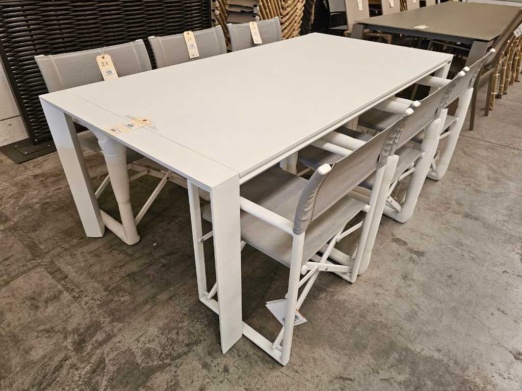 Jati-Kebon Table de jardin en aluminium Aspen Blanc mat 200 x 100cm