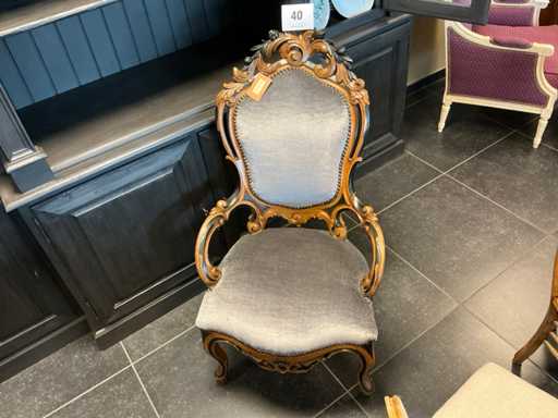 Voltaire met gesneden kuif en velours bekleding