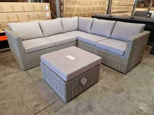 Prestige de jardin - Corner Lounge Georgia Wicker Grey avec coussins en oléfine