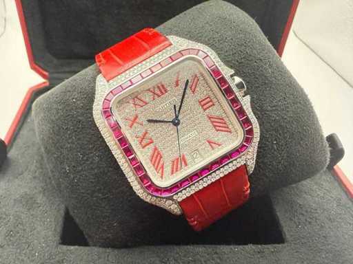 Cartier Santos "Large" | ICEED Out Naturel Diamonds | Rot
