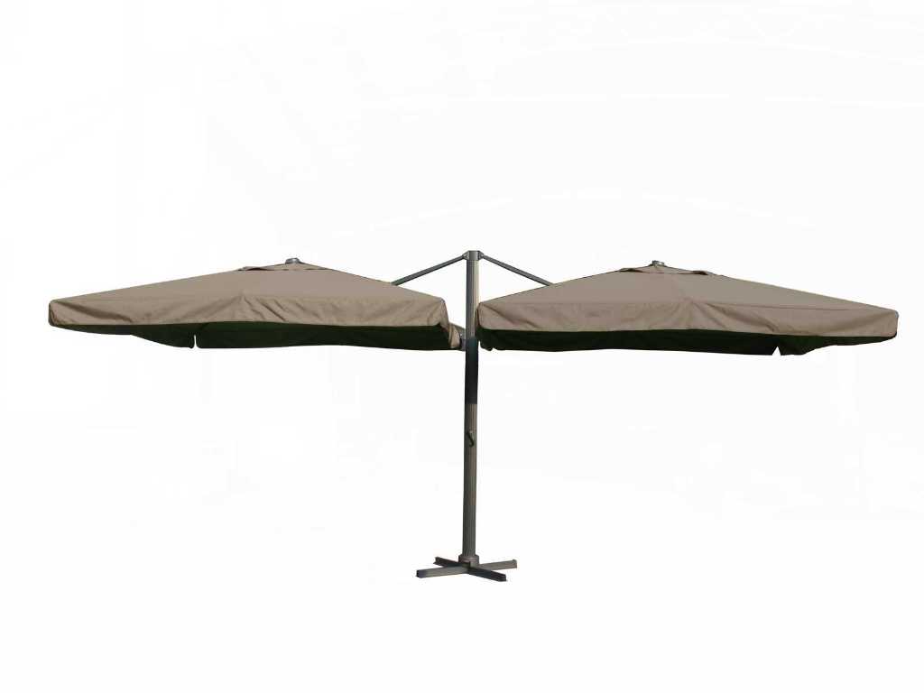 Dubbele hangende parasol Taupe / sandy (2 * 300x400cm)