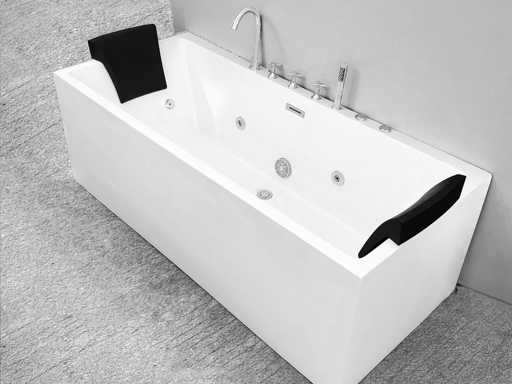 2 Person Whirlpool massage bath - half freestanding 180x75cm