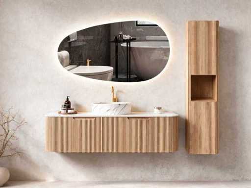 Mobili da bagno Mawialux Design 122cm (con armadietto sospeso) - Scelta di 2 colori