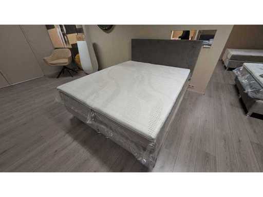 Box spring – 160x200 cm – Taupe – Wraz z Topper – Kieszonkowe sprężyny – materace Cooltouch