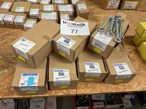 7 Schachteln mit Augenbolzen