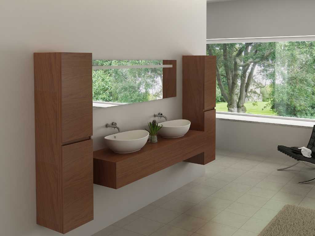 2-persoons badkamermeubel 180 cm hout decor - Incl. kranen