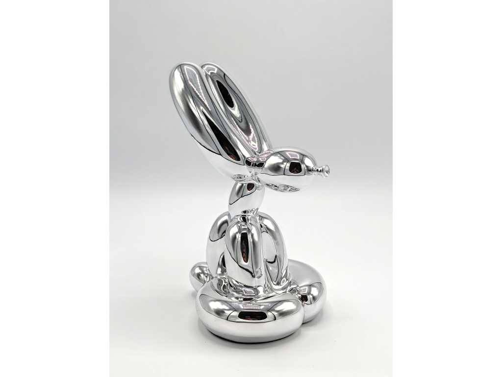Standbeeld van Jeff Koons (na) - "Sitting Rabbit" (zilver)