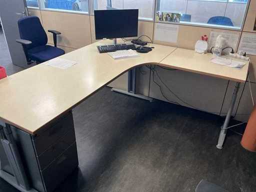 Hoekbureau met ladeblok (2x)