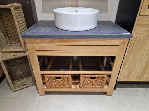 Mobilier de salle de bain en teck Erica 95cm avec Bluestone