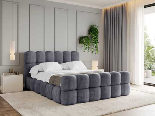 Chest bed with mattress and bed base - 200x200cm - dark grey 