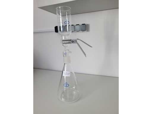   Entonnoir en verre de 500 m1 avec couvercle, collecti de solvant en verre de 2000 m1