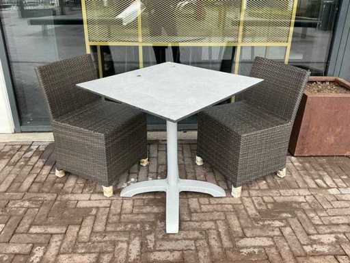 Decor de terasă format din 5 mese și 10 scaune