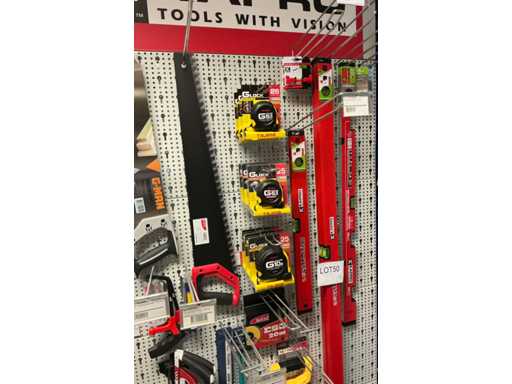 Batch level, tape measures and saws