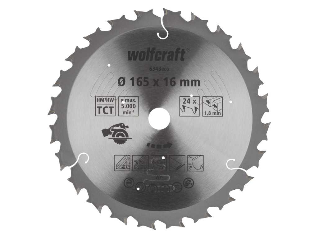 Wolfcraft 165mm/16mm Sägeblatt (24x)
